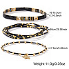 3Pcs 3 Styles Vintage Glass & Brass & Natural Stone Beaded Stretch Bracelet Sets for Women and Girls LF4427-1-4