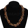 Tiger Eye Multi-strand Necklaces NJEW-L143-02-1