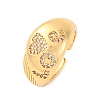 Brass Micro Pave Clear Cubic Zirconia Cuff Rings for Women RJEW-U047-04G-4