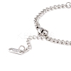 Non-Tarnish Heart & Flat Round Stainless Steel Charm Bracelet for Women STAS-P304-30P-3