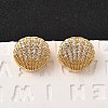 Brass Micro Pave Clear Cubic Zirconia Shell Shape Hoop Earrings EJEW-C158-05G-1