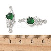 Brass Pave Green Glass Connector Charms KK-U052-02P-3