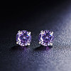 Rhodium Plated 925 Sterling Silver Four Pronged Ear Studs JE420D-02-2
