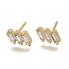Clear Cubic Zirconia Triple Rectangle Stud Earrings EJEW-L234-083G-3