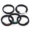 Mixed Stone Round Bead Leather Cord Multi-strand Bracelets BJEW-A009-10EB-1