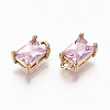 Brass Glass Rhinestone Pendants X-GLAA-S179-21G-RS-2