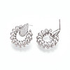 Brass Micro Pave Cubic Zirconia Stud Earrings KK-T074-45P-3