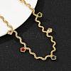 304 Stainless Steel Rope Chain Colorful Cubic Zirconia Tassel Necklaces for Women NJEW-V015-01G-C-5