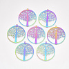 Ion Plating(IP) 201 Stainless Steel Filigree Pendants STAS-S108-44-1