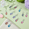 12Pcs 6 Styles Dog Alloy Enamel Pendant Locking Stitch Markers HJEW-NB00264-4