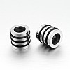 Nice Big Hole 304 Stainless Steel Wrapped Black Rubber Column Beads STAS-N066-07-1