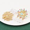 304 Stainless Steel Evil Eye with Teardrop Dangle Stud Earrings EJEW-A138-07G-2