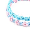 2Pcs 2 Colors Peach Blossom Braided Cord Bracelet BJEW-JB07610-03-4