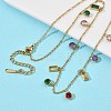 304 Stainless Steel Pave Colorful Cubic Zirconia Flat Round Rectangle Pendant Bib Necklaces NJEW-C114-03G-1
