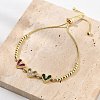 Brass Micro Pave Cubic Zirconia Slider Bracelets BJEW-S163-01B-G-2
