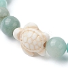 Natural Flower Amazonite Round & Synthetic Turquoise Turtle Beaded Stretch Bracelet for Women BJEW-JB09700-01-3