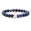 Natural Lapis Lazuli & Synthetic Turquoise Beads Stretch Bracelets for Men Women QO0012-5-1