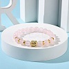 Natural Rose Quartz & Alloy Buddha Head Beaded Strech Bracelets BJEW-JB09420-03-4