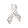 Silk Ribbon Brass Micro Pave Clear Cubic Zirconia Brooches KK-M312-23P-1