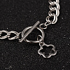 Tarnish Resistant Flower 304 Stainless Steel Double Link Chain Bracelets LS-BJEW-K064-P-2
