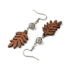 6 Pairs 6 Styles Natural Walnut Wood with Alloy Bead Dangle Earrings for Women EJEW-JE06102-5