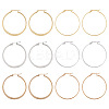  6 Pairs 6 Style 304 Titanium Steel Flattened Big Hoop Earrings for Women STAS-TA0001-89-1