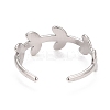 Non-Tarnish 304 Stainless Steel Leaf Wrap Open Cuff Ring for Women LS-RJEW-C025-15P-2