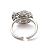 Clear Cubic Zirconia Moon & Star Open Cuff Ring RJEW-C055-03P-3