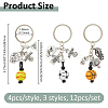 12Pcs 3 Styles Wood & Alloy Keychians KEYC-FH00062-2