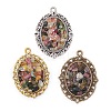 3Pcs 3 Colors Natural Multicolor Tourmaline Chip Pendants PALLOY-JF03037-1