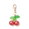 Cherry Copper Wire Wrapped Glass Pearl Pendant Decorations HJEW-JM03024-01-4