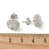 Brass Micro Pave Clear Cubic Zirconia Stud Earrings EJEW-R009-02P-5