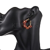 Flower Brass & Natural Carnelian Hoop Earrings EJEW-TA00781-01-4