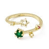 Colorful Cubic Zirconia Double Star Open Cuff Ring RJEW-F129-07G-2