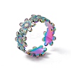 Ion Plating(IP) 304 Stainless Steel Ring Flower Wrap Open Cuff Ring for Women RJEW-C045-17M-1