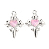Rack Plating Alloy Rhinestones Pendants PALLOY-D028-06A-S-RS-1
