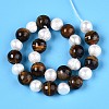 Natural Tiger Eye Round & Natural Cultured Freshwater Pearl Grooved Potato Beads Strands PEAR-N019-10-3