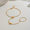 304 Stainless Steel Flower Hand Chain Ring Bracelets for Women NO1550-4