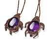 Natural Amethyst Tortoise Pendant Necklace NJEW-K258-02G-2