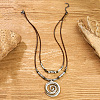 Bohemian Vortex Alloy Pendant Waxed Cord Double Layered Necklaces for Women FS-WGC1D93-01-4