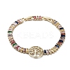 Tree of Life Brass Link Bracelet with Colorful Cubic Zirconia Tennis Chains BJEW-G690-02G-1