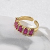 Brass Micro Pave Cubic Zirconia Cuff Open Rings for Women RJEW-L343-16G-02-3