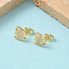 Fish Brass Micro Pave Clear Cubic Zirconia Stud Earrings EJEW-Z144-23G-2