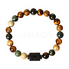 Twelve Constellations Natural Tiger Eye & Picture Jasper & Rhyolite Jasper Round & Column Beaded Stretch Bracelets for Women Men WG6FA5D-06-2