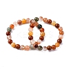Natural Red Quartz Round Beaded Stretch Bracelets for Men Women BJEW-G743-01D-4