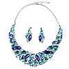 Alloy Rhinestone Pendant Necklaces & Teardrop Stud Dangle Earring Sets for Women WG99E9F-03-4