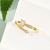 Oval Brass Micro Pave Clear Cubic Zirconia Open Cuff Rings for Women RJEW-G343-24G-3