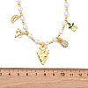 Brass Micro Pave Clear Cubic Zirconia Beaded Necklaces NJEW-Z059-05G-4