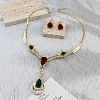 Teardrop Alloy Rhinestone Pendant Necklaces & Stud Dangle Earrings Sets for Women FS-WGFB3C6-01-3