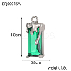 Rectangle Charms 304 Stainless Steel Cubic Zirconia Pendants STAS-OY004-21P-2